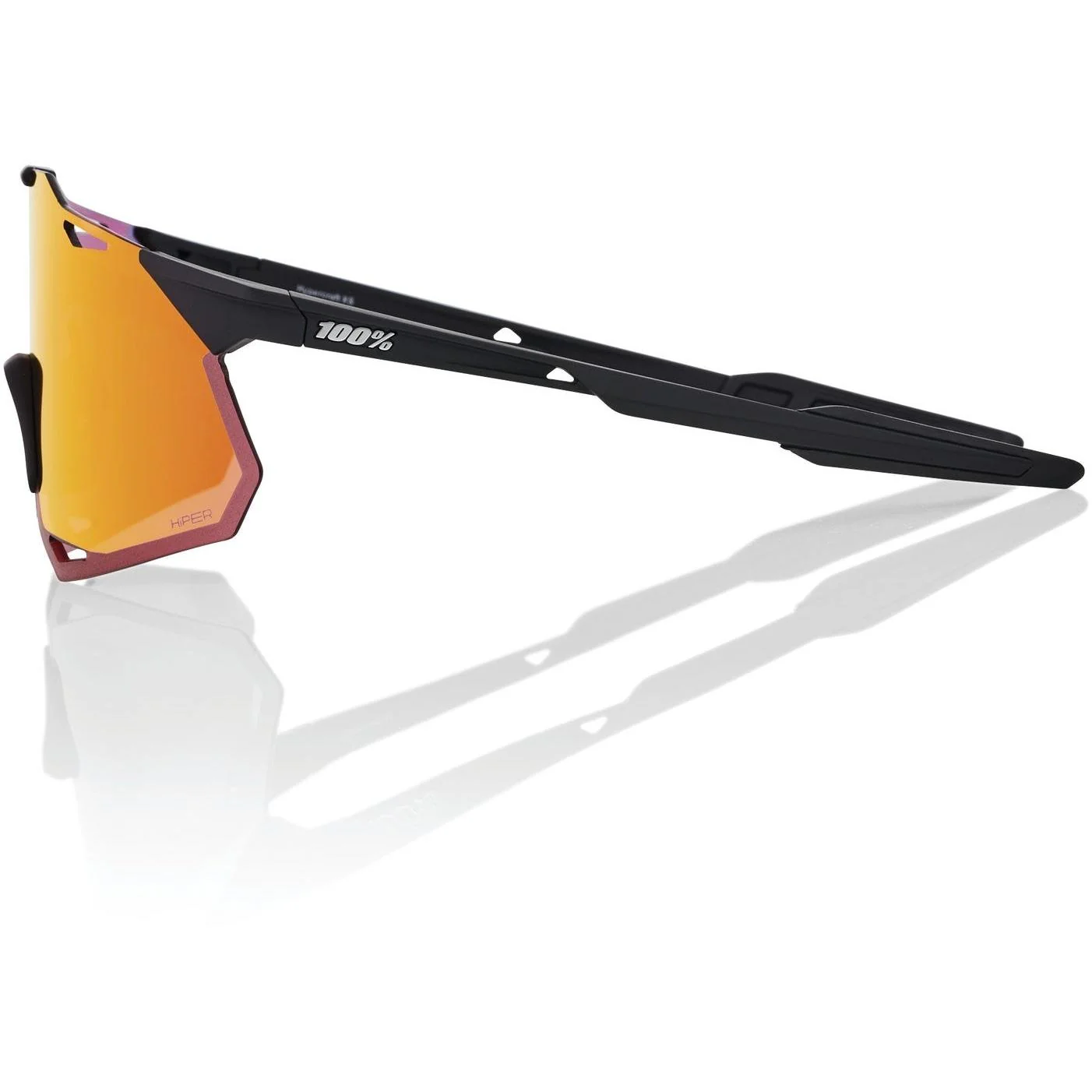 100% Hypercraft XS Sunglasses Soft Black Tack/Red Multilayer Mirror Lens - Image 3