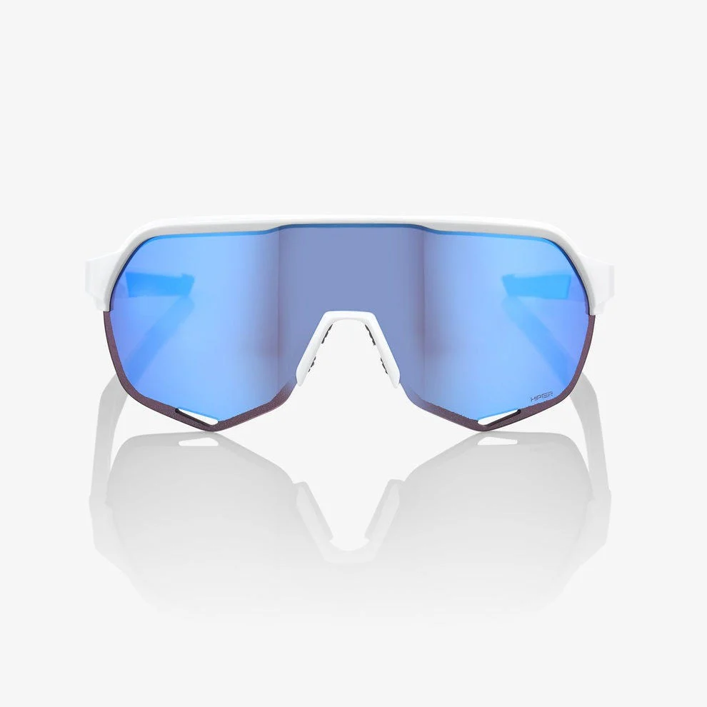 100% S2 Sunglasses Matte White with HiPER Blue Multilayer Mirror Lens - Image 3