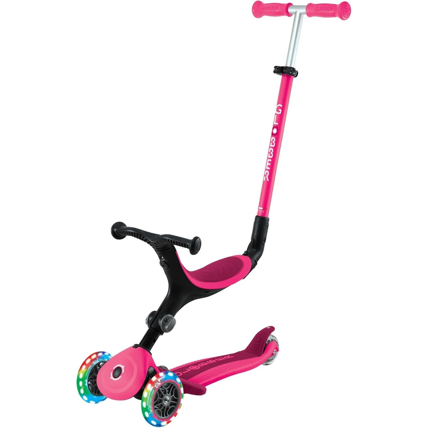 Globber Go Up Active With Lights Scooter Fuchsia/Dark Pink - Image 10