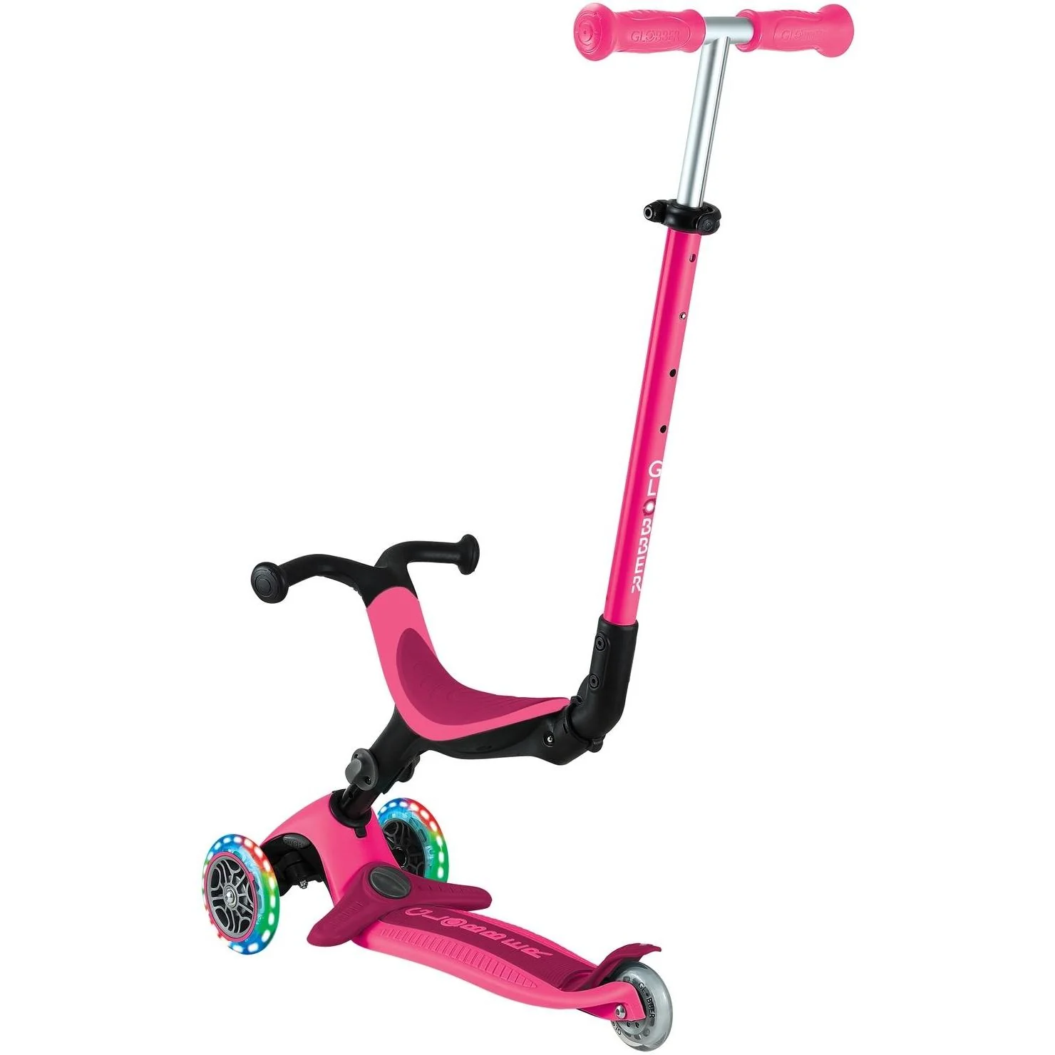 Globber Go Up Active With Lights Scooter Fuchsia/Dark Pink - Image 4