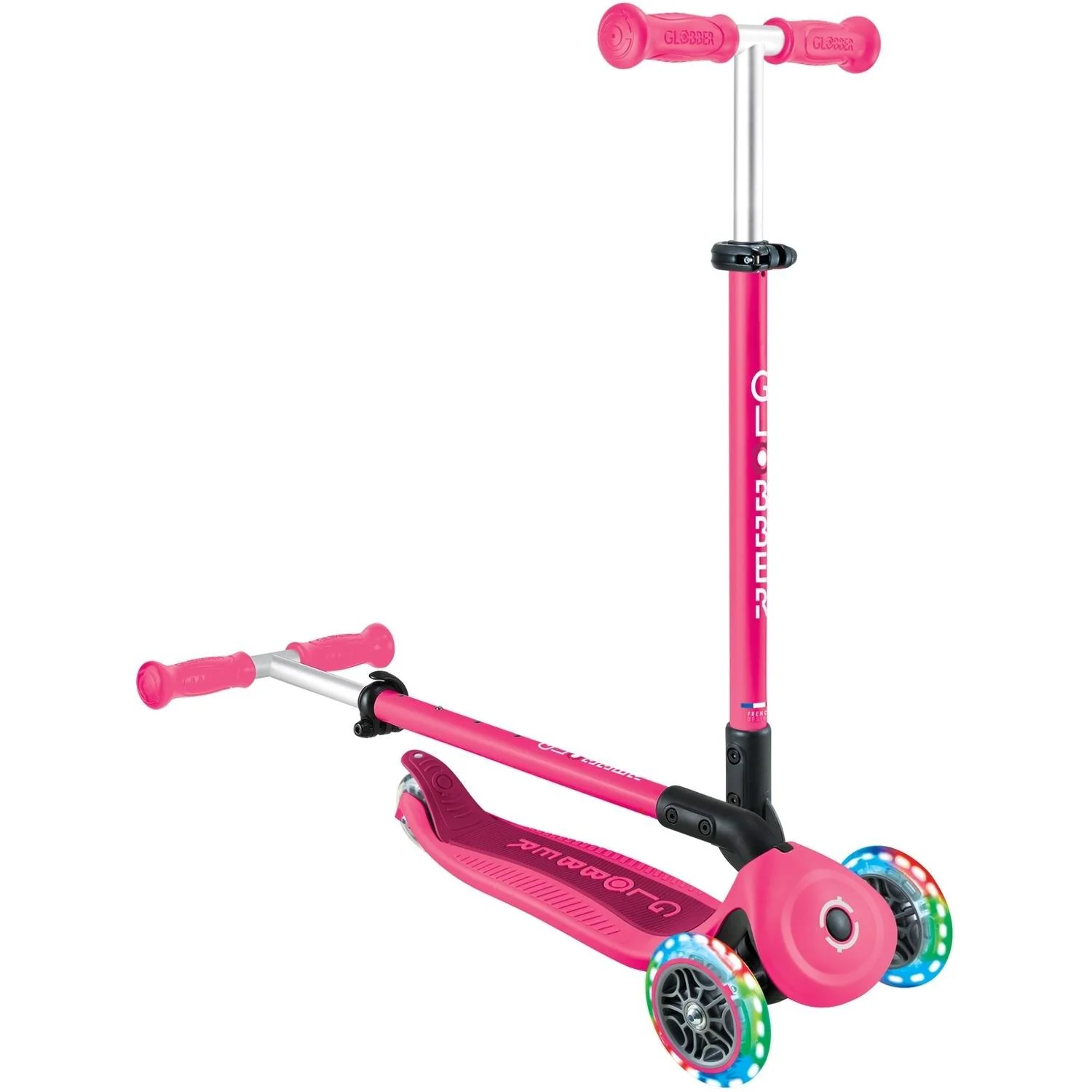 Globber Go Up Active With Lights Scooter Fuchsia/Dark Pink - Image 6