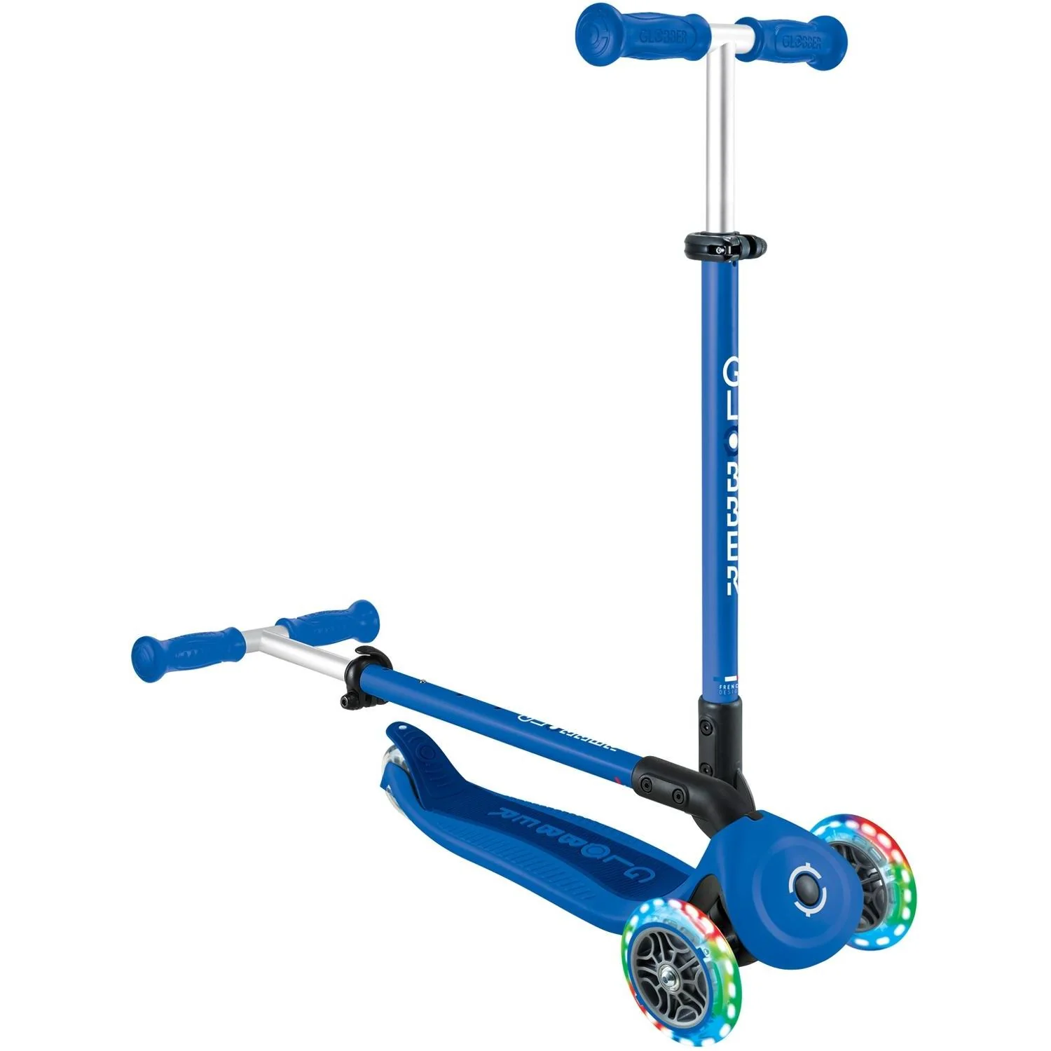 Globber Go Up Foldable Plus Lights 3 Wheel Kids Scooter Blue - Image 5