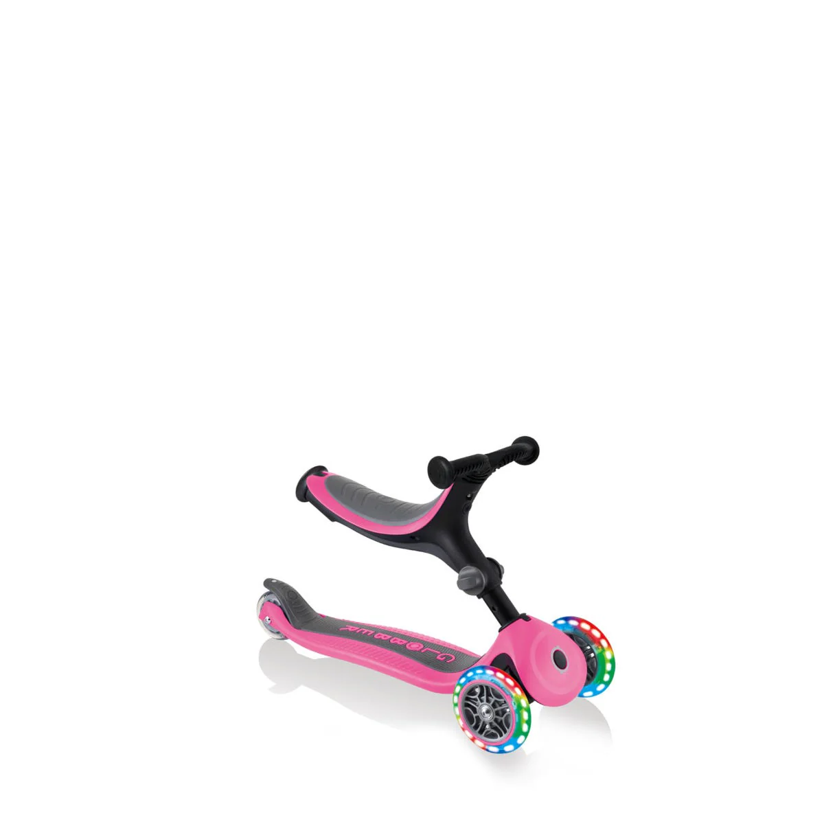 Globber Go Up Foldable Plus Lights 3 Wheel Kids Scooter Deep Pink - Image 3