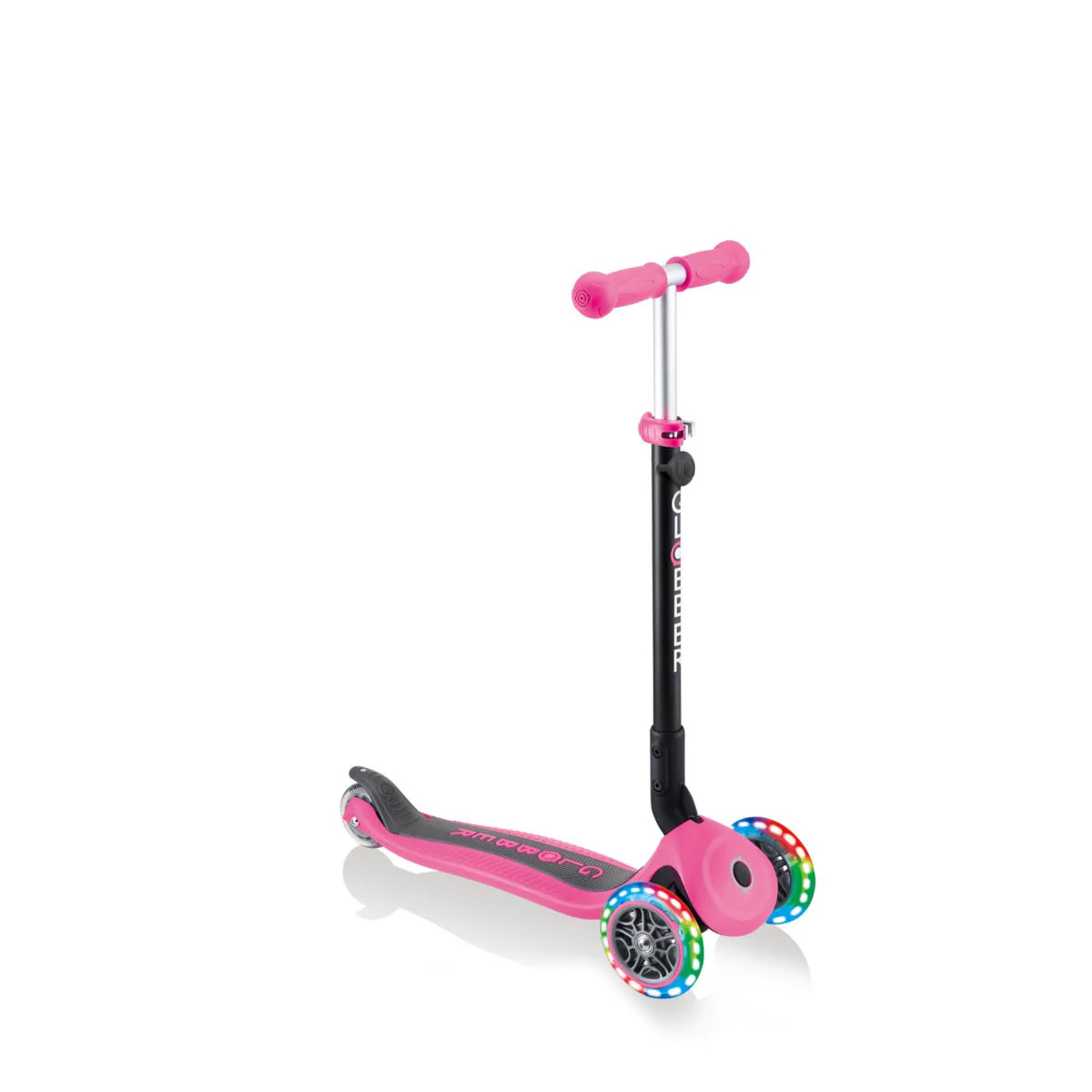 Globber Go Up Foldable Plus Lights 3 Wheel Kids Scooter Deep Pink - Image 4