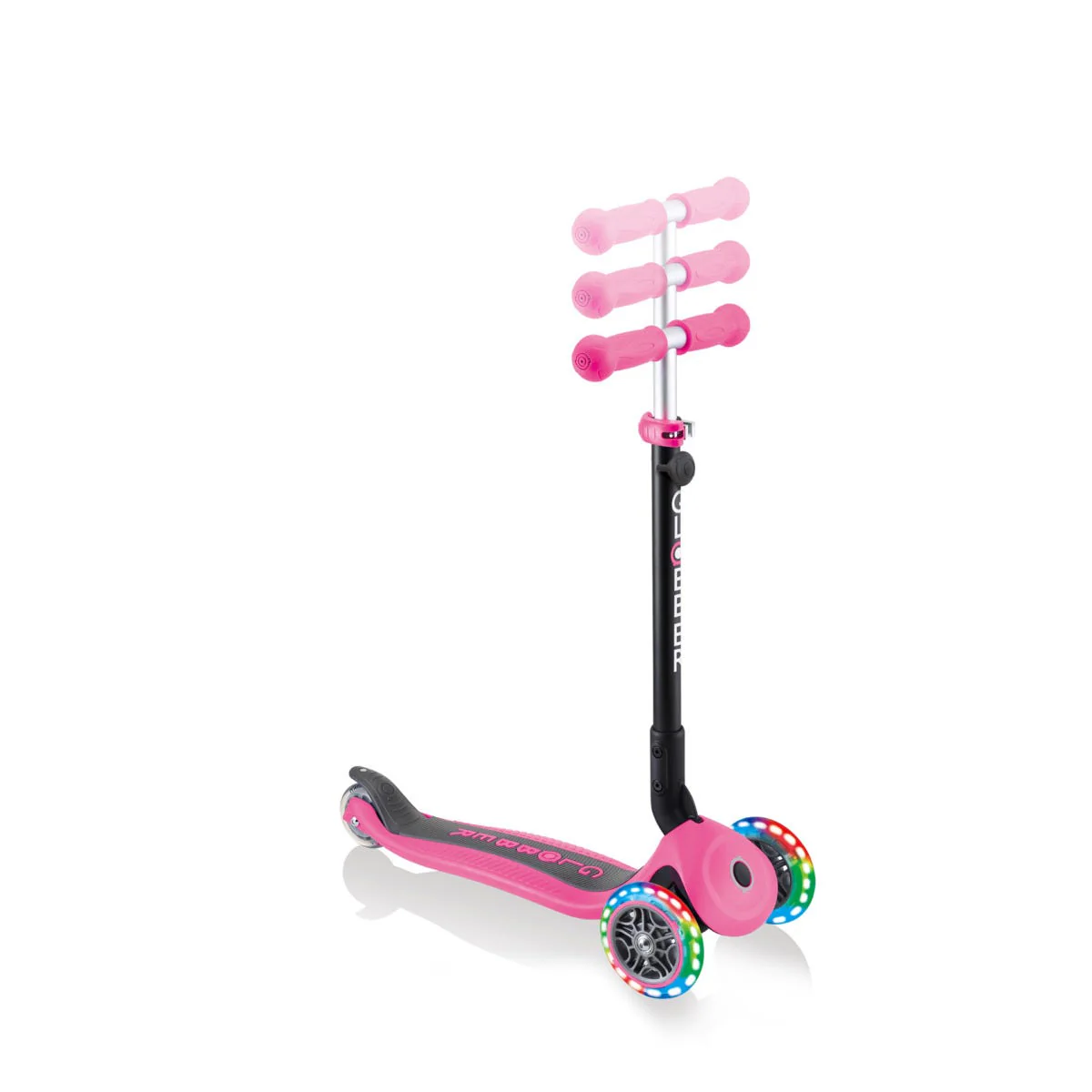 Globber Go Up Foldable Plus Lights 3 Wheel Kids Scooter Deep Pink - Image 5