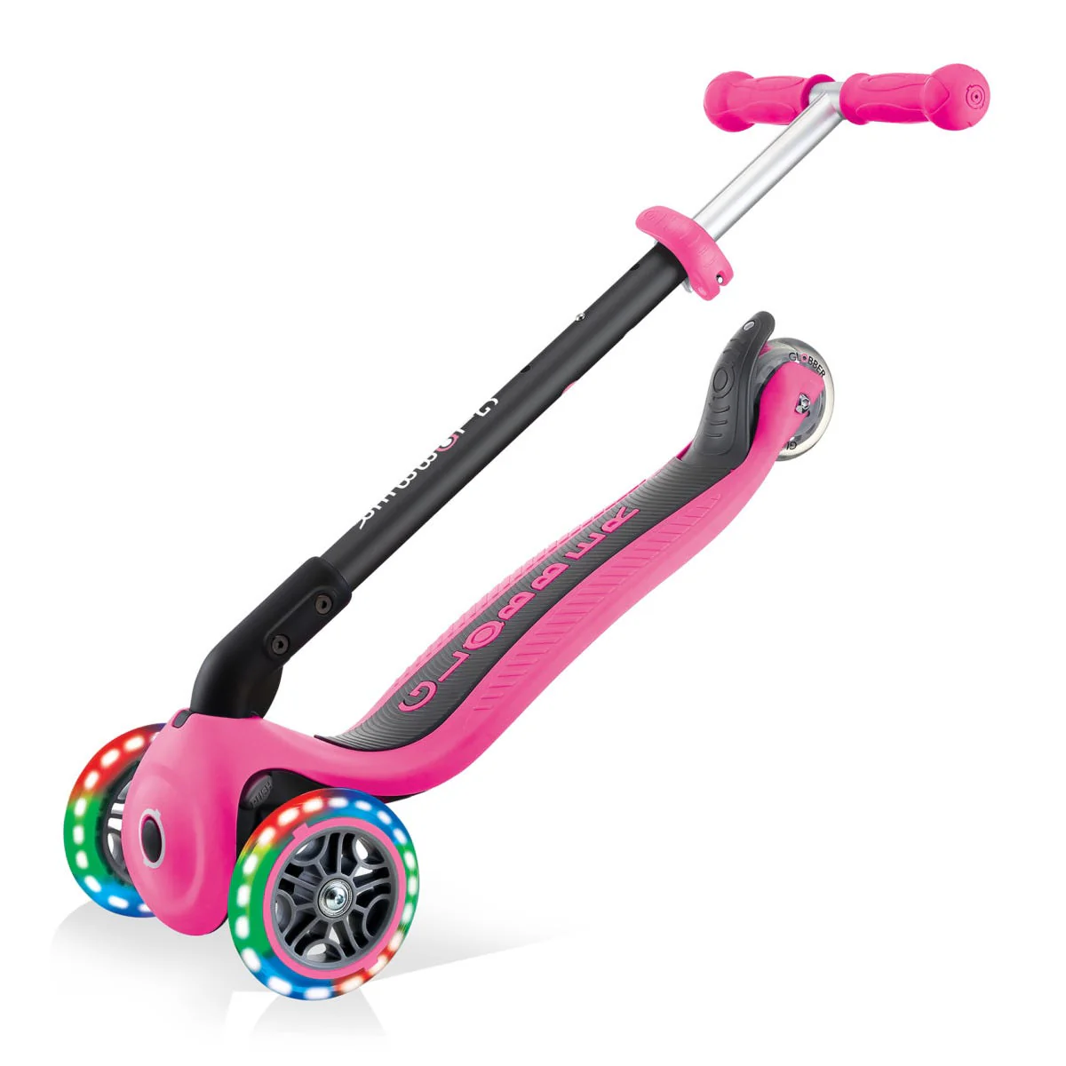Globber Go Up Foldable Plus Lights 3 Wheel Kids Scooter Deep Pink - Image 6