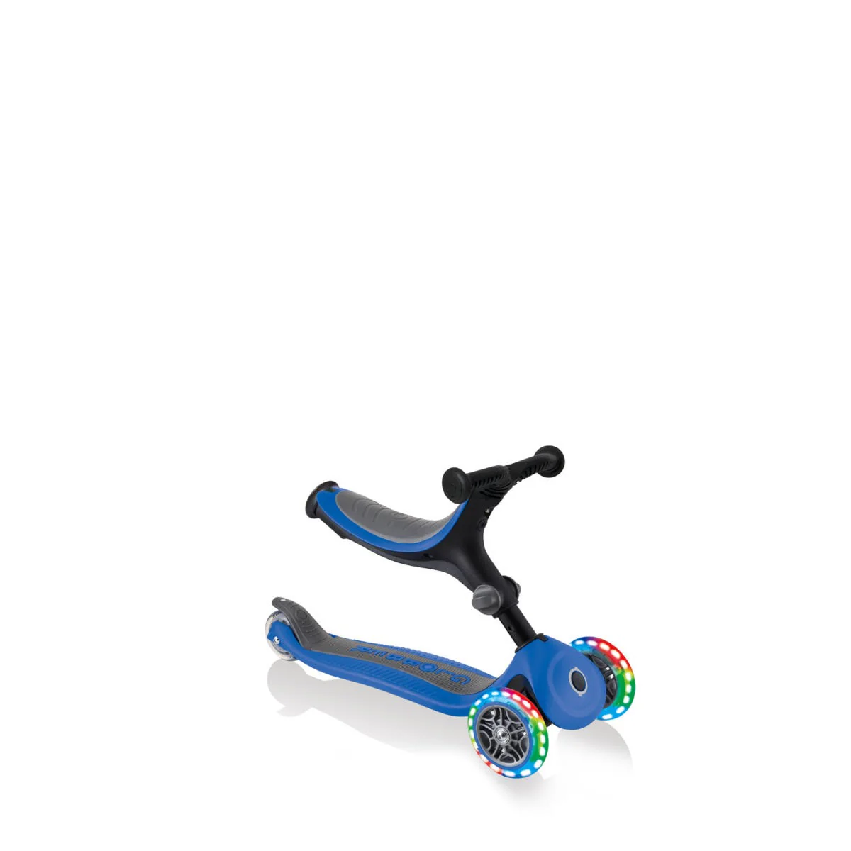 Globber Go Up Foldable Plus Lights 3 Wheel Kids Scooter Navy Blue - Image 3