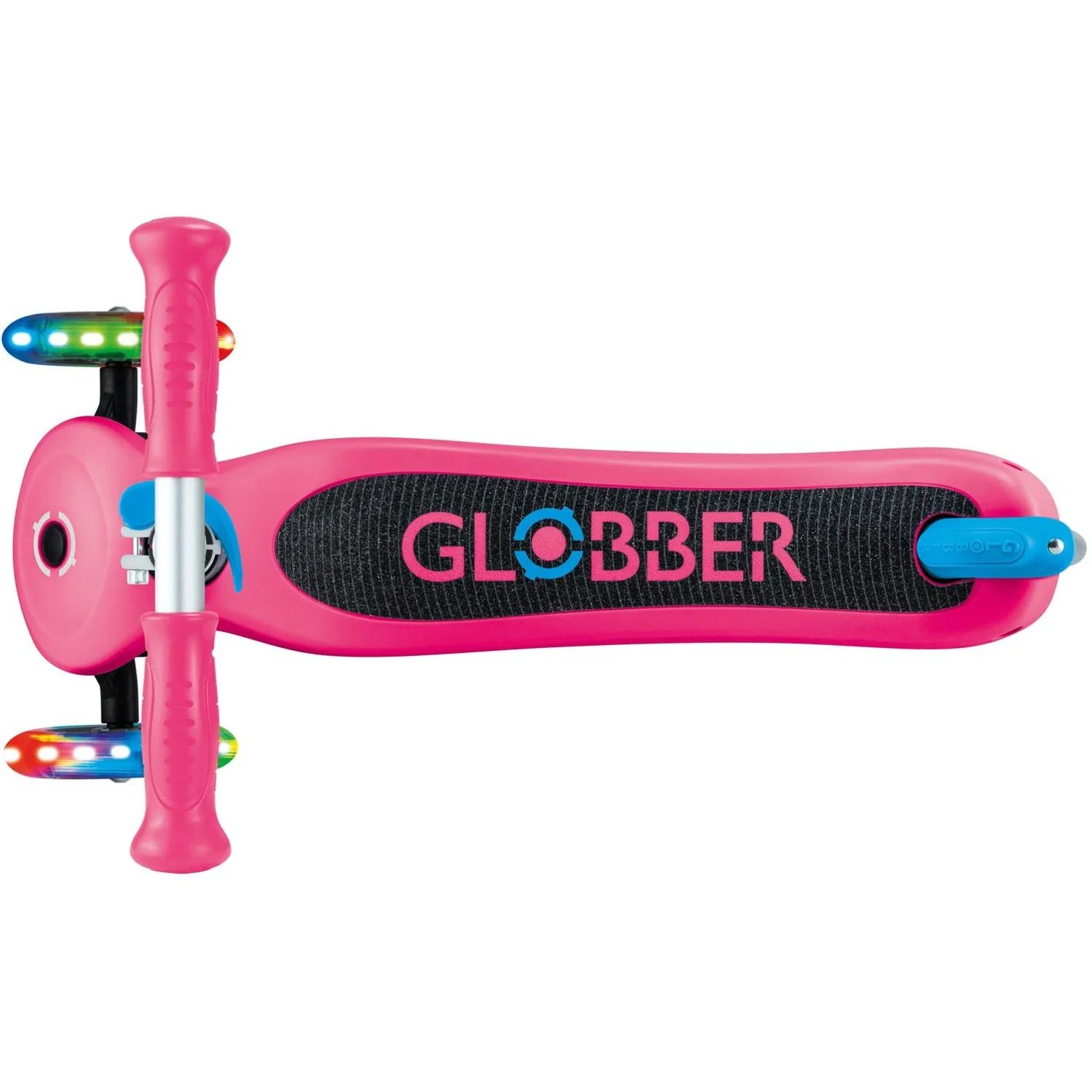 Globber Primo V2 3-Wheel Scooter with Light-Up Wheels and Griptape Fuchsia Pink / Sky Blue - Image 9